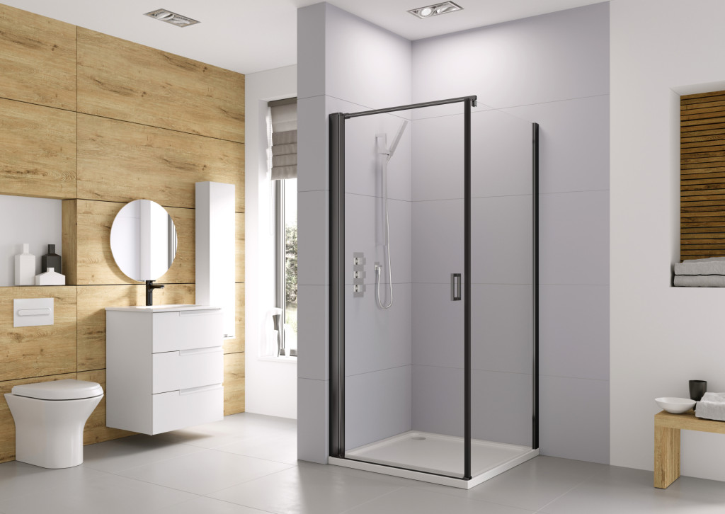 Haven6FramelessPivotDoorCorner Fitting In Black