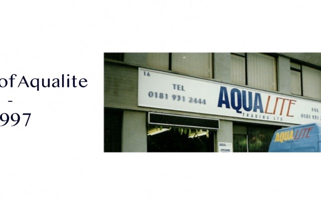 The storefront of Aqualite on its opening day in 1997