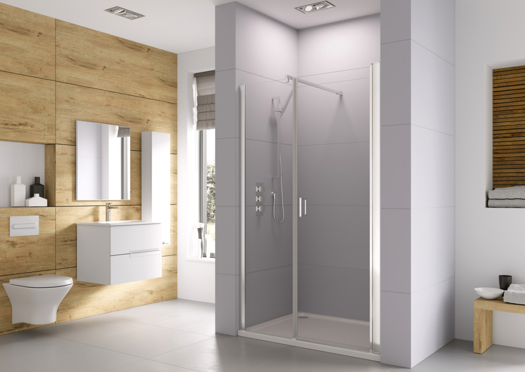 Haven6FramelessPivotDoorwith In-line Alcove Fitting In Chrome