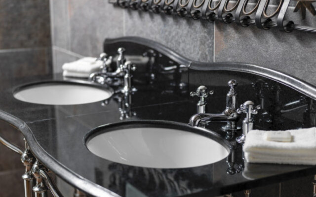 Elegant Black Marble Twin Under Counter Basins for a Luxurious Bathroom Experience