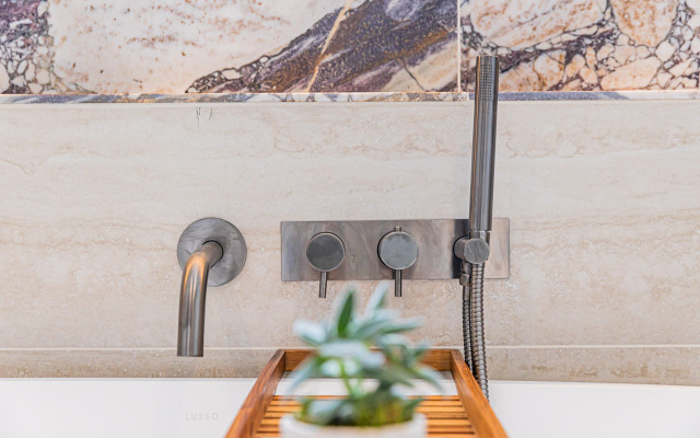 Sleek Nickel Wall-Mounted Bath Tap for Contemporary Bathrooms