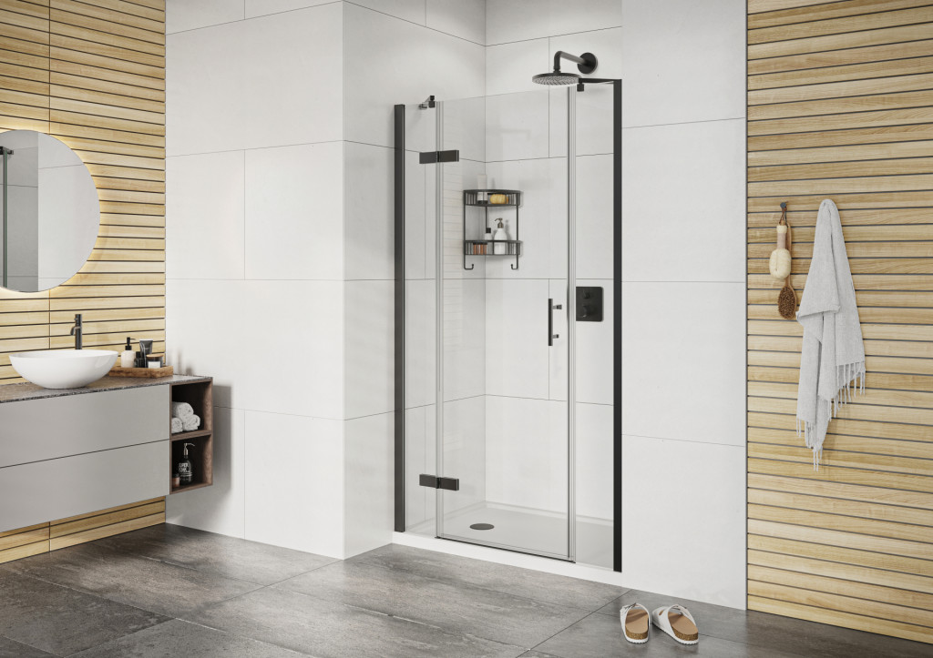 Alcove Hinged Door 2 Inlines Black