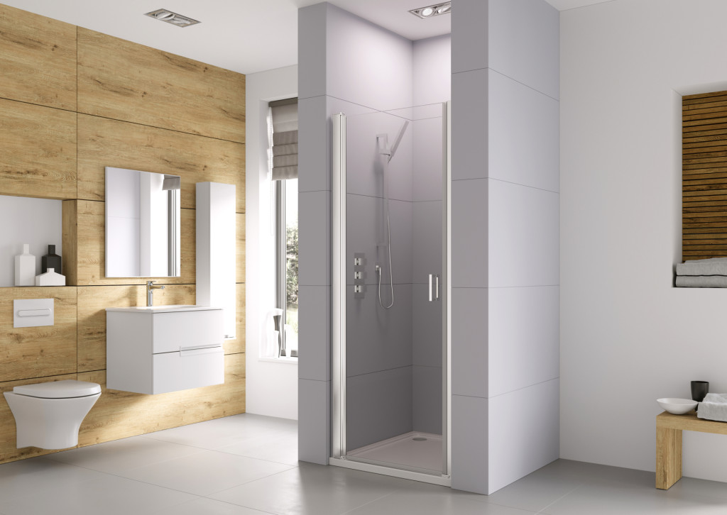 Haven6FramelessPivotDoorAlcove Fitting In Chrome