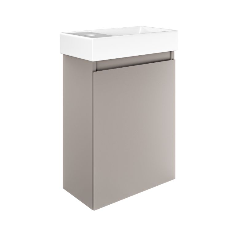 Mozzano Cloakroom - Soft Taupe Unit   White Basin