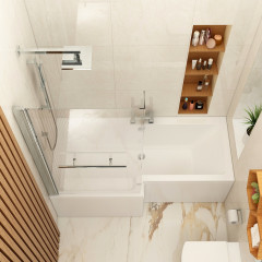 Quadro IMPQSBLH17 High – Imex Premiercast Multi Layer Reinforced Quadro 1700 Left Hand Shower Bath