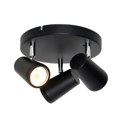 Freya 3 Light GU10 Spot Round Plate IP44 - Black (SPA-35080-BLK1)