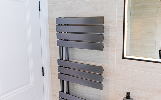 Stylish Anthracite Design Radiator in a Modern Bathroom