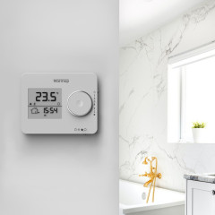 Tempo Thermostat Porcelain White In Bathroom