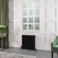 Rivassa 3 Column Radiator 600 x 608mm - Matt Black Extra Image