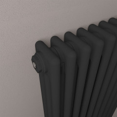 Rivassa 3 Column Radiator 600 x 608mm - Matt Black Extra Image
