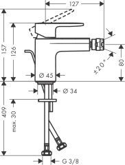 hansgrohe Vernis Blend Single Lever Bidet Mixer with Pop-Up Waste Set - Chrome Extra Image