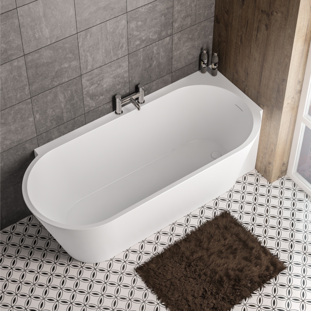 Bray 1600 Right Handed Bath including waste - White Extra Image