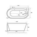 Bray 1600 Right Handed Bath including waste - White Extra Image