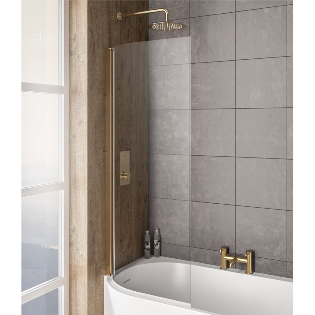 Bray Left Handed 6mm Bath Screen - Brushed Brass Extra Image