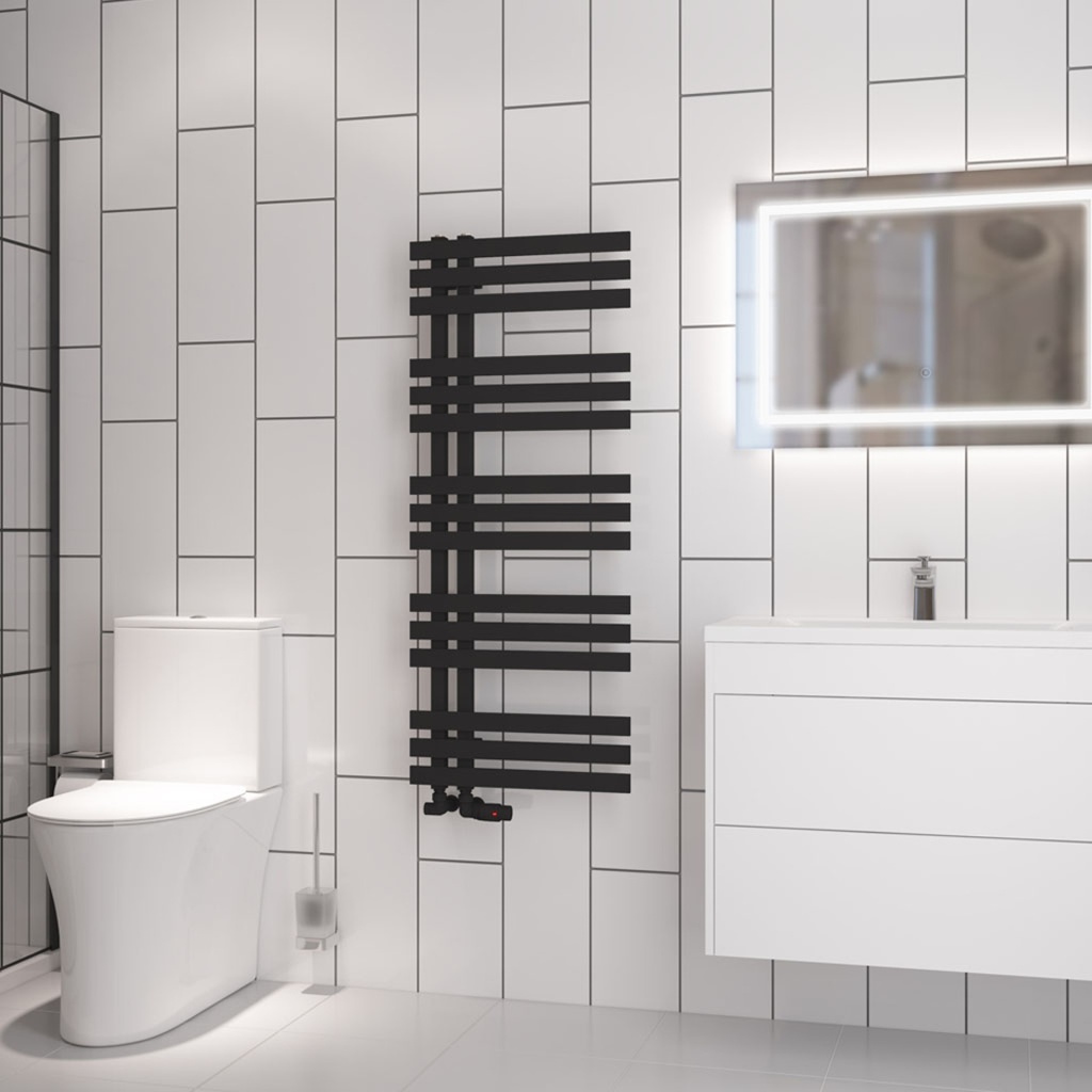 Hurley 1200 x 500mm Towel Rail - Matt Black-1
