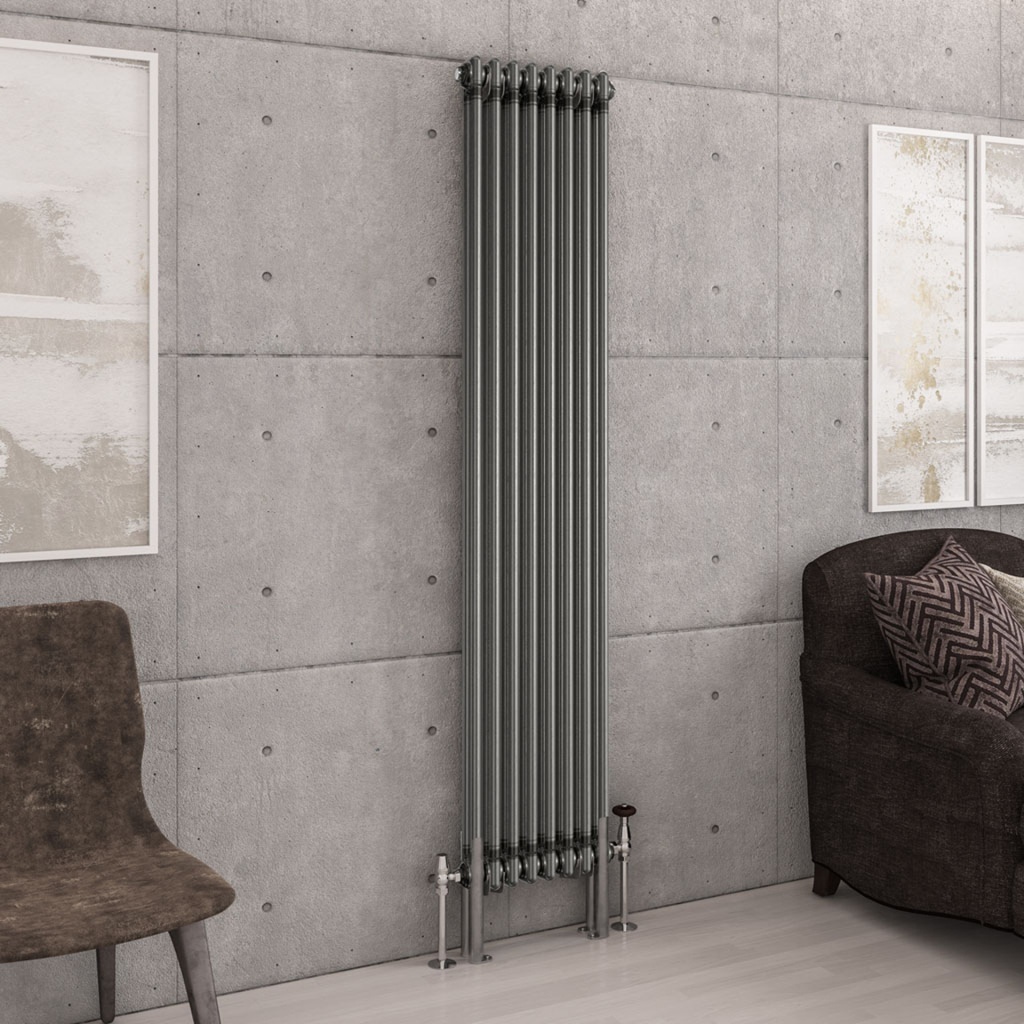Imperia 2 Column Radiator 1800 x 380mm - Bare Metal-1