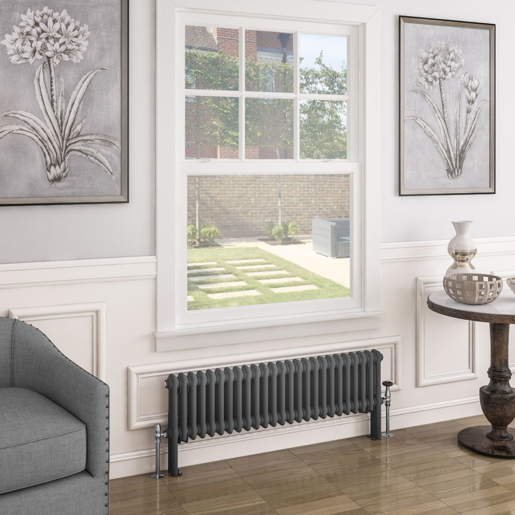 Imperia 2 Column Radiator 300 x 1145mm - Matt Anthracite-1