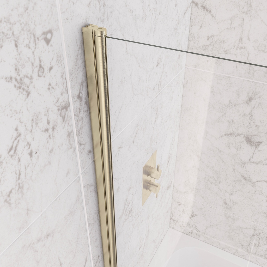 Straight 6mm Bathscreen - Brushed Brass-1