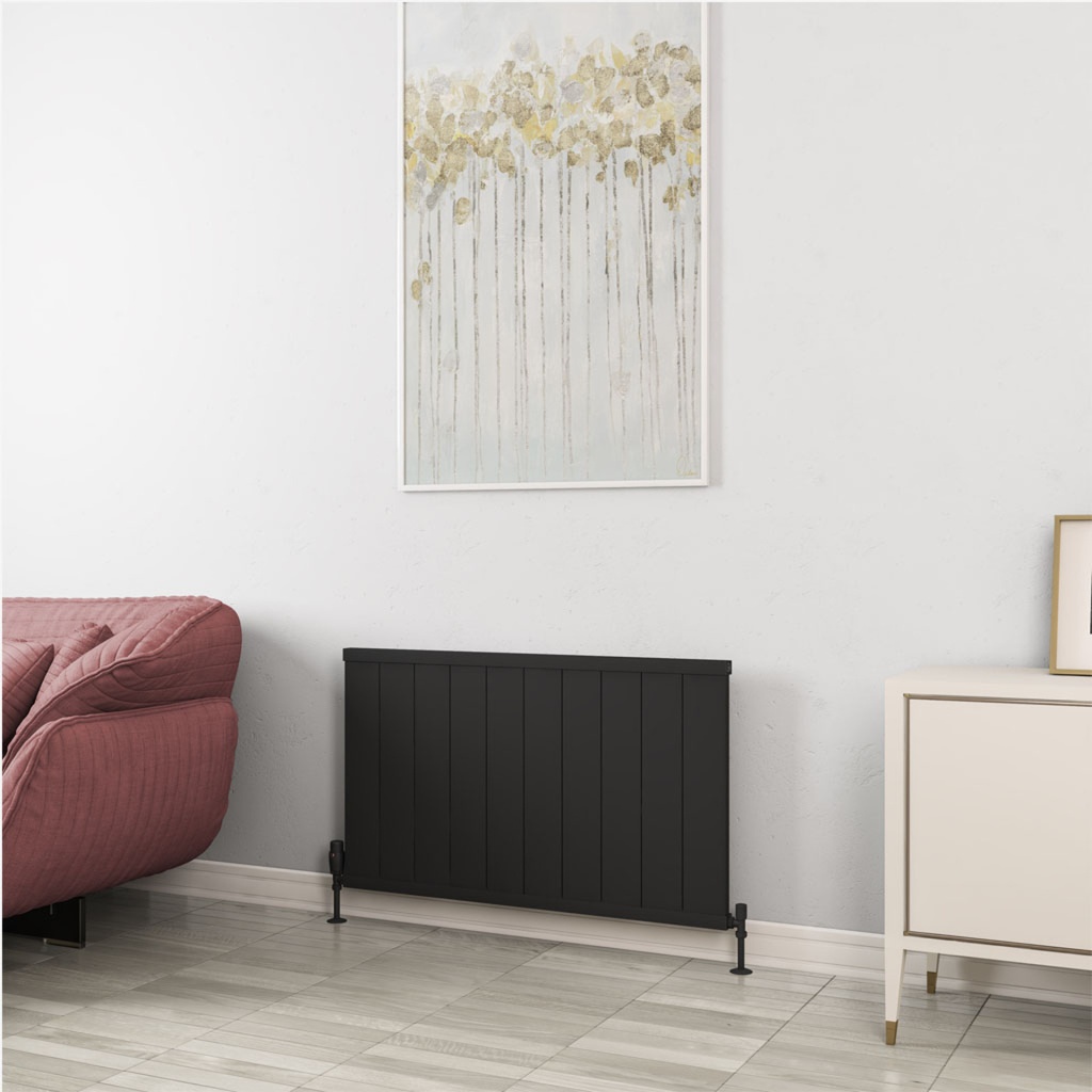 Kingswood Slimline 600 x 1010 Aluminium Radiator - Matt Black-1