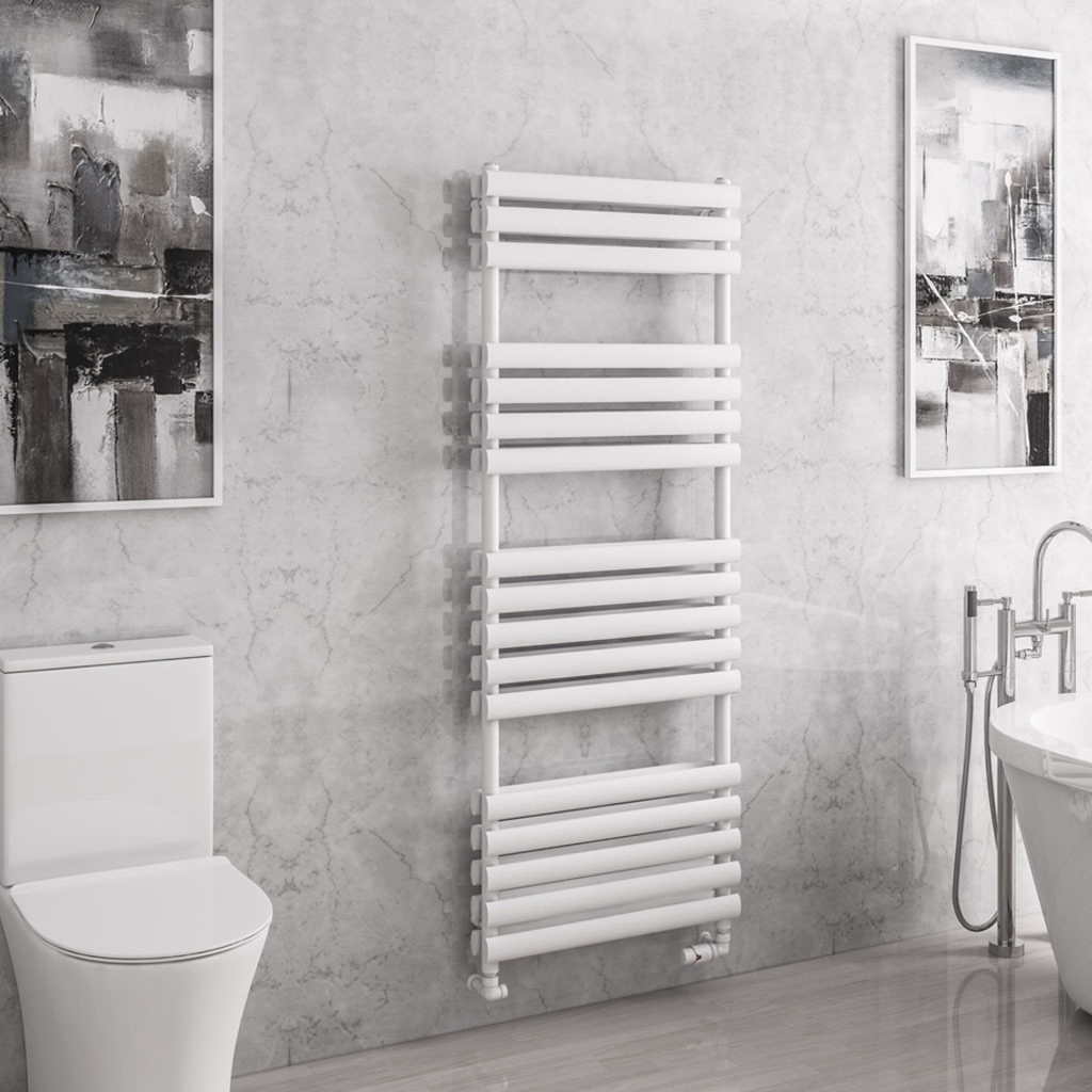 Tunstall Double 1600 x 600mm Towel Rail - Matt White-1