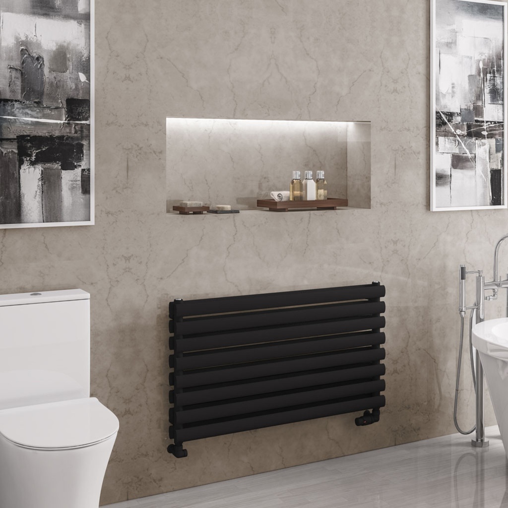 Tunstall Double 560 x 1000mm Towel Rail - Matt Black-1