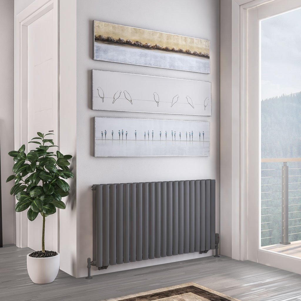Tunstall Double 600 x 1179mm Radiator - Matt Anthracite-1