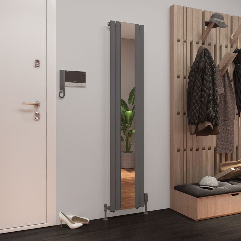 Tunstall Mirror 1800 x 380mm Radiator - Matt Anthracite-1