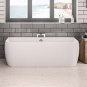 Malin D shape 1800x800 (420) 5mm Back to wall bath only - White (Bath panel, waste & additional items sold separately)-1