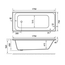 Malin Single-Ended 1750 x 750mm (440) 5mm Bath only-2