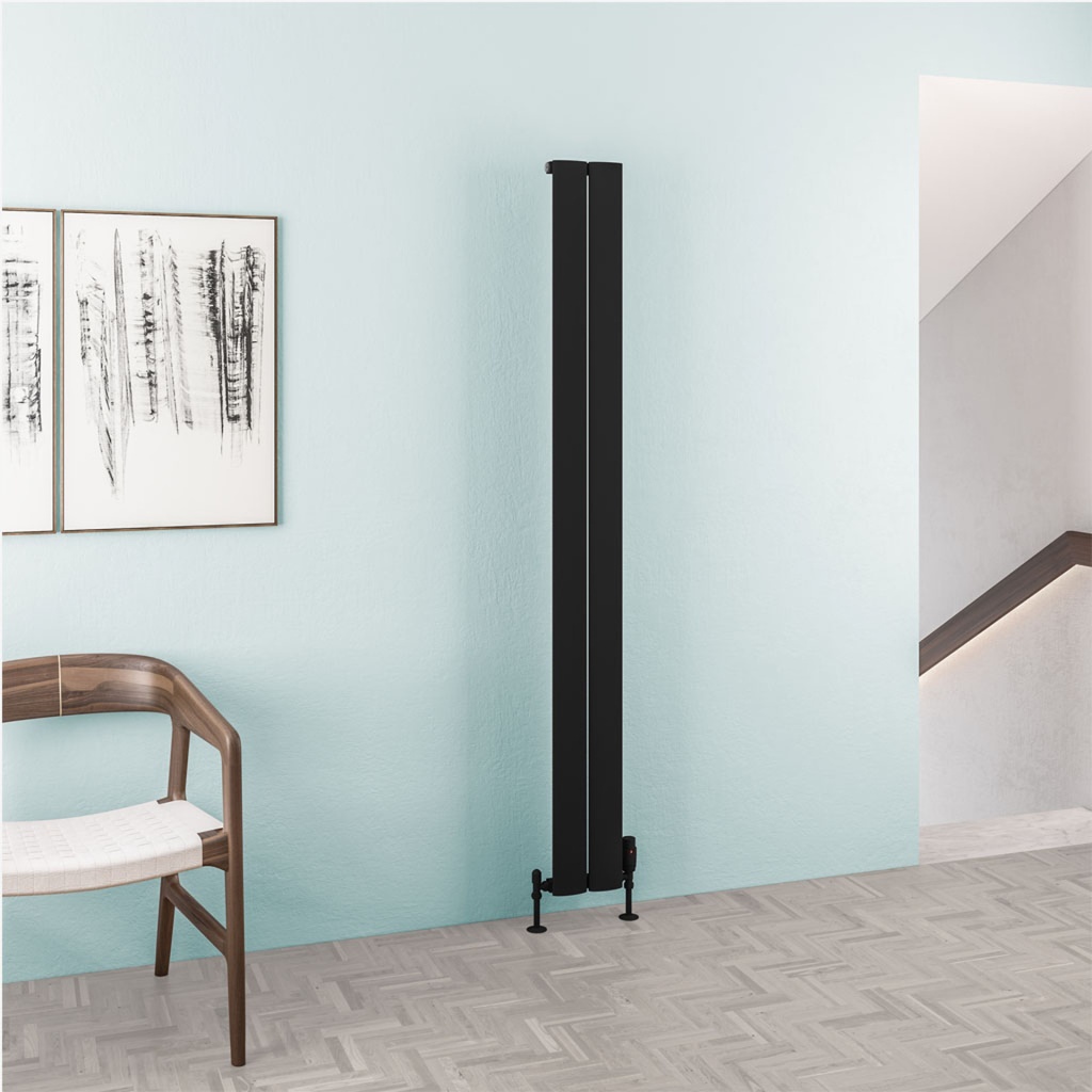 Malmesbury 1800 x 185 Aluminium Radiator - Matt Black-1