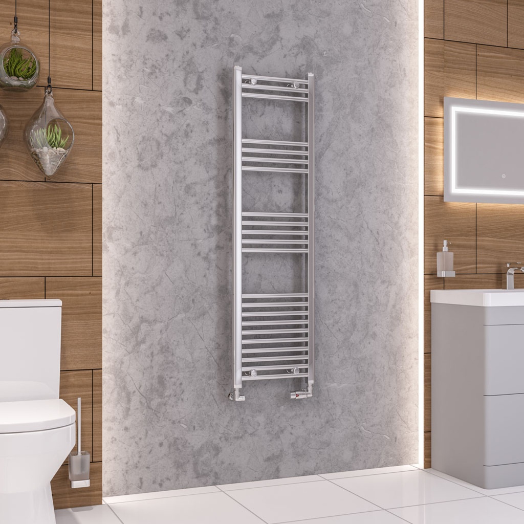 Wendover Straight Multirail 1400 x 400 Towel rail - Chrome-1