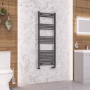 Wendover Straight Multirail 1400 x 500 Towel rail - Matt Anthracite-1