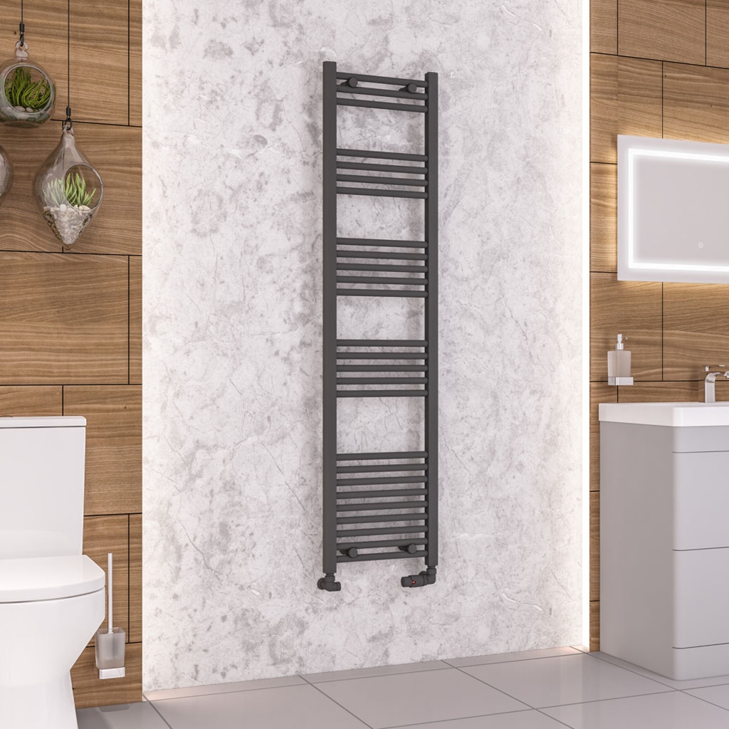 Wendover Straight Multirail 1600 x 400 Towel rail - Matt Anthracite-1