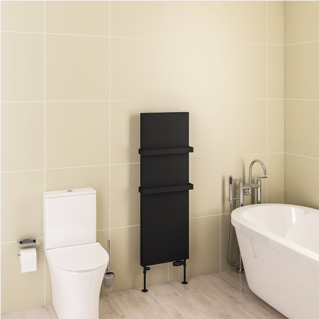 Wingrave 1200 x 410 Flat Panel Radiator - Matt Black-2