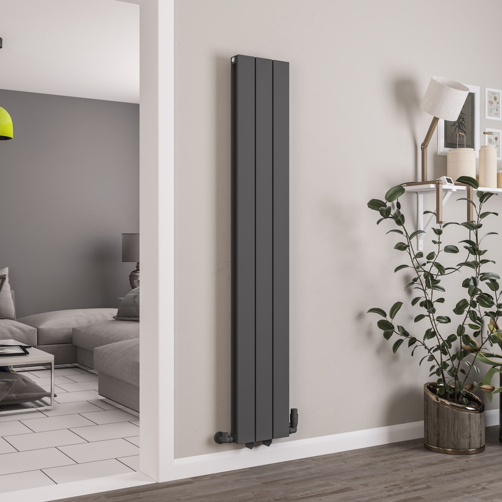 Queenswood 1800 x 291 Aluminium Radiator - Matt Anthracite-1