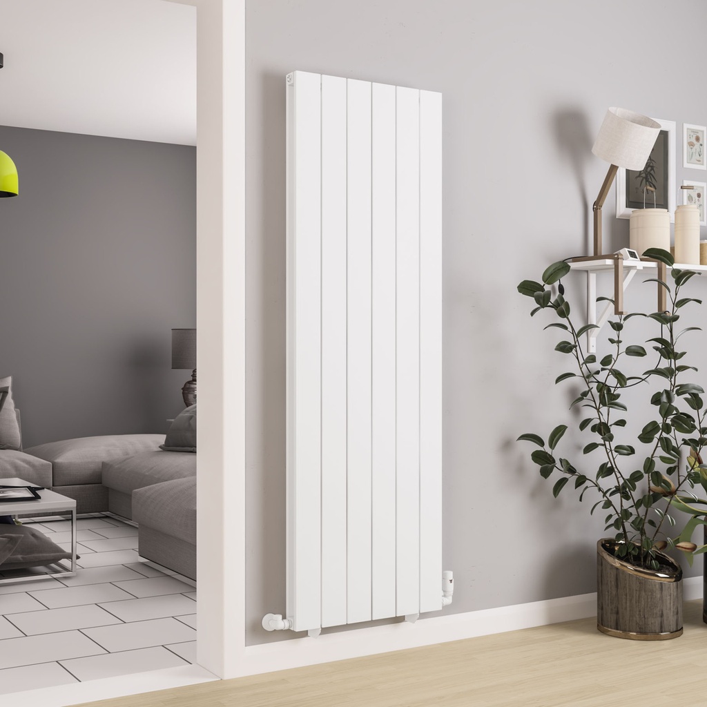 Queenswood 1800 x 582 Aluminium Radiator - Matt White-1