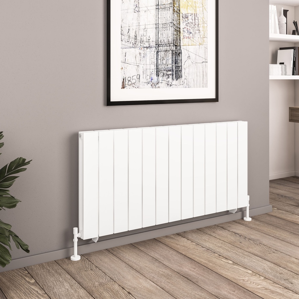Queenswood 600 x 1261 Aluminium Radiator - Matt White-1