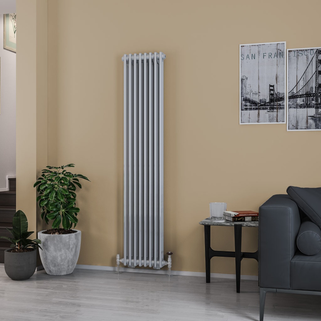 Rivassa 2 Column Radiator 1800 x 383mm - Chrome Effect-1