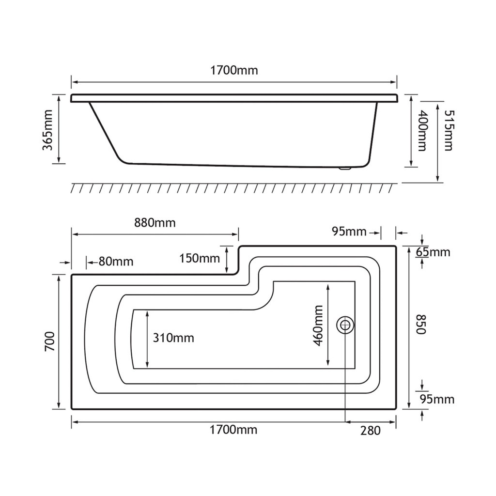 Shannon L-Shape Left-Hand 1700 x 850mm (400) Beauforte-1