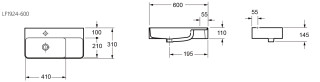 BLADE 600X310MM BASIN ONE TAP HOLE – Extra Image 6