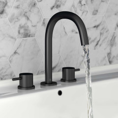 JTP 3 HOLE DECK MOUNTED BASIN MIXER MATT BLACK – Extra Image 1