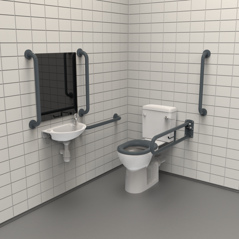 [F20-CCXX-MSC-DG] Fitzroy of London Rimless Close Coupled Doc M Toilet Pack, Steel, Concealed Fixings - Dark Grey