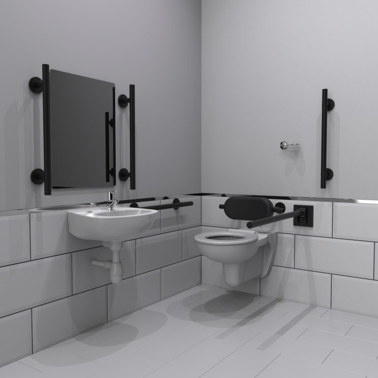 [NY03-DM-41100-MB] Fitzroy of London Luxury Wall Hung Doc M Toilet Pack, Tmv3 Valve - Matt Black