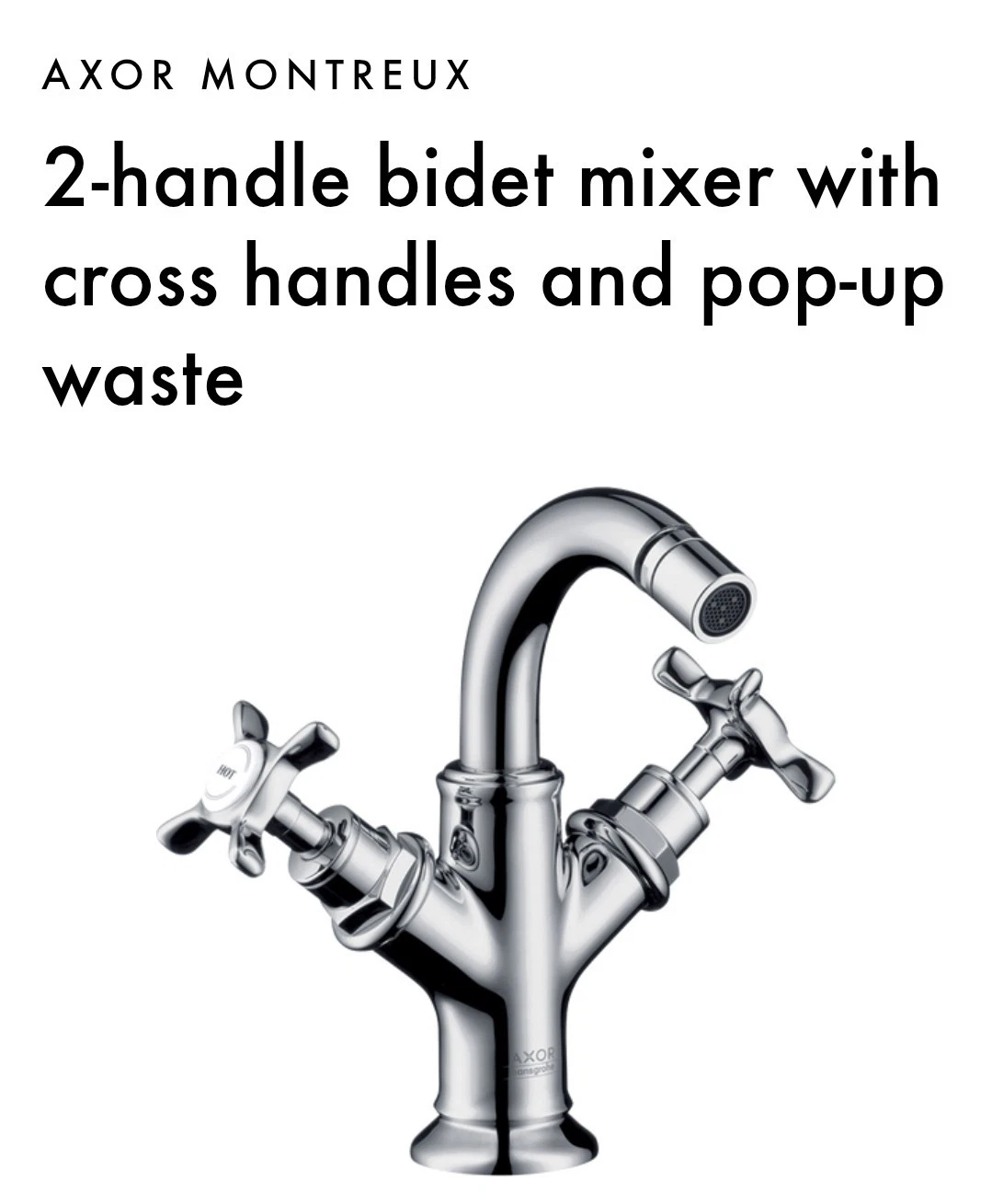HG Axor 2-handle bidet mixer with cross handles and pop-up waste 16520000