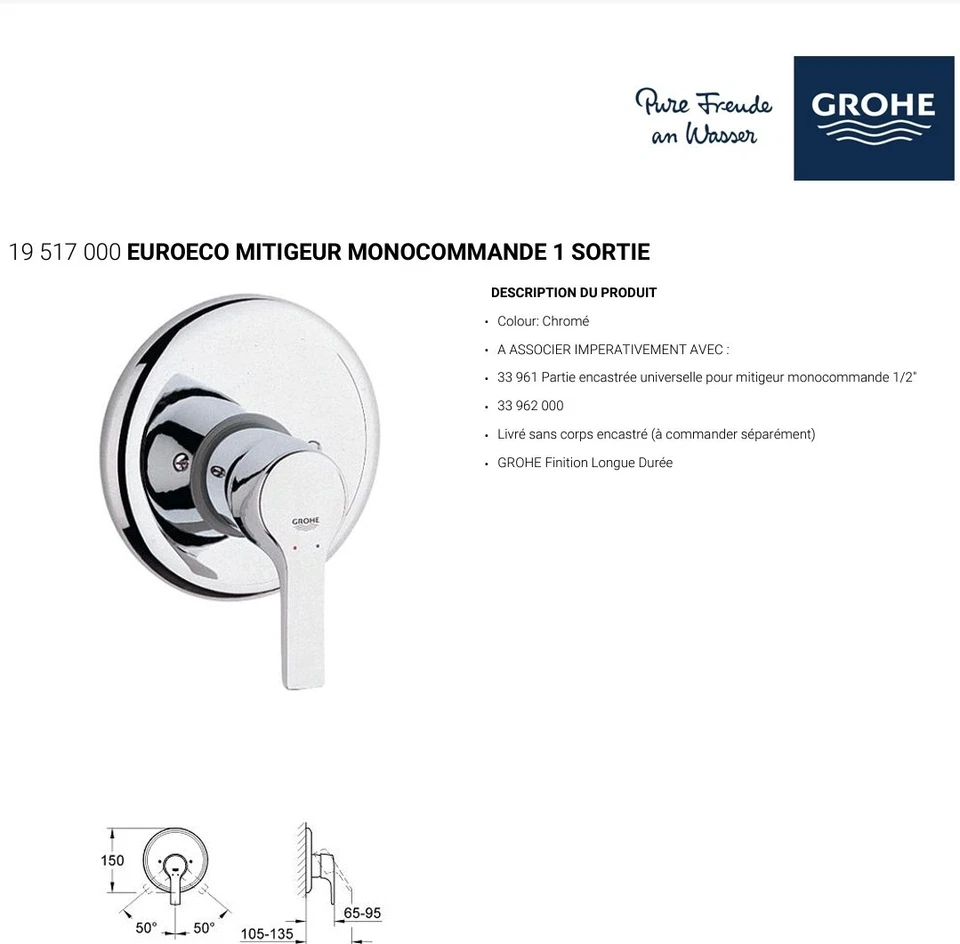 grohe 19 517 000 EUROECO 1 outlet
