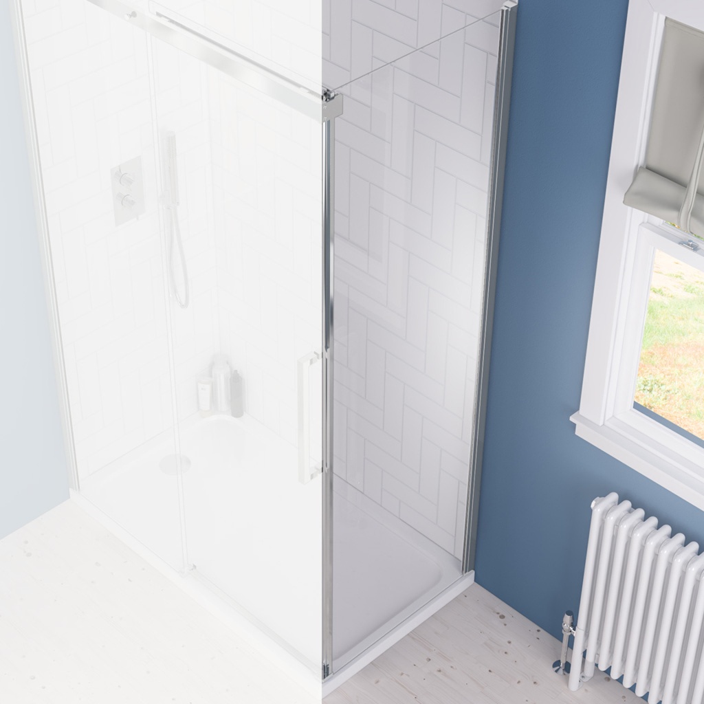 Corniche Slider Side Shower Panel 2000x760  - Chrome