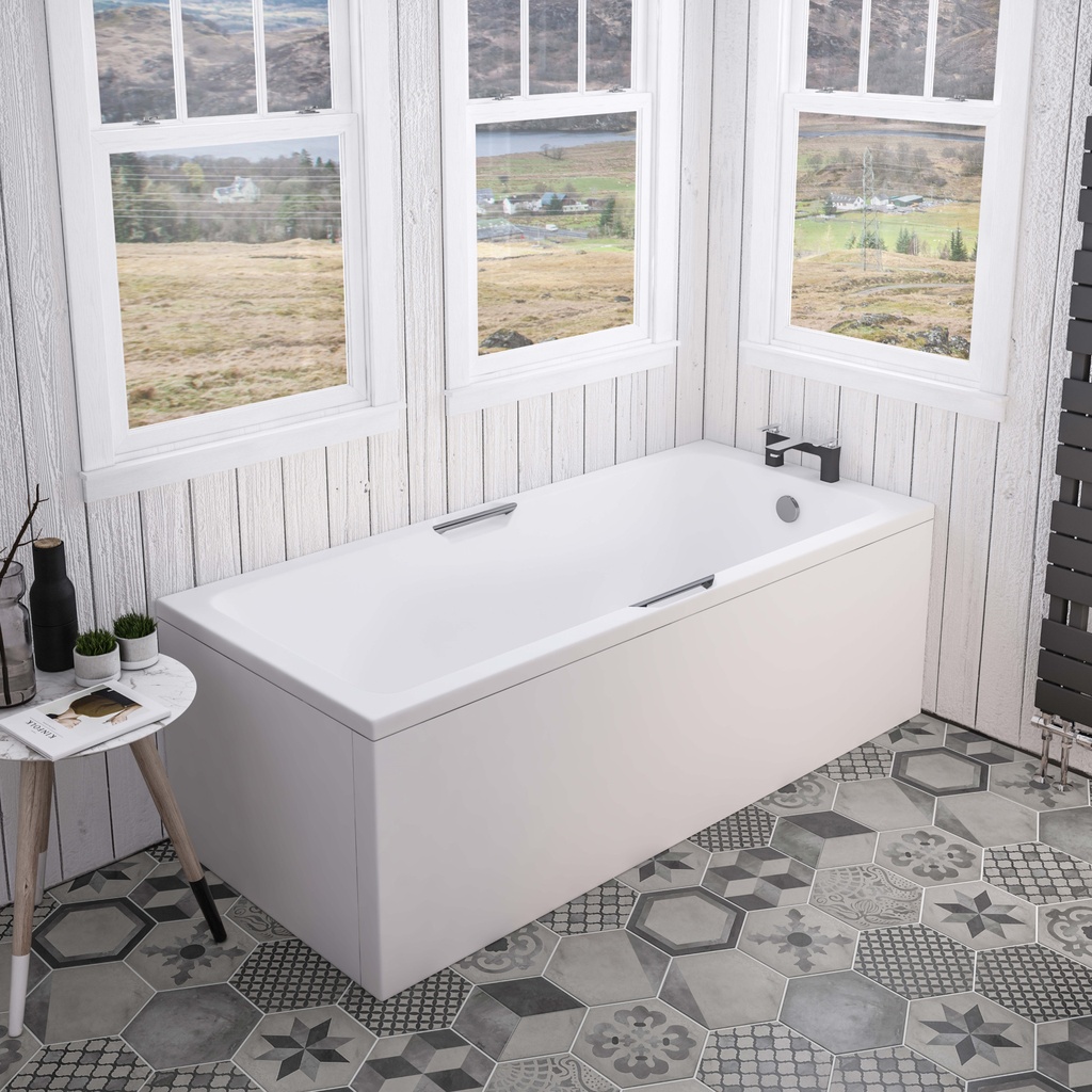 [42.0505] Portland Single Ended TG 1700x700 (440) 5mm Bath only - Matt White (Bath panel, waste & additional items sold separately)