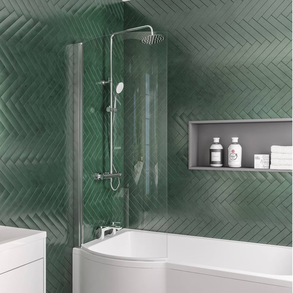 P Shape Bath Screen Left Handed - Chrome