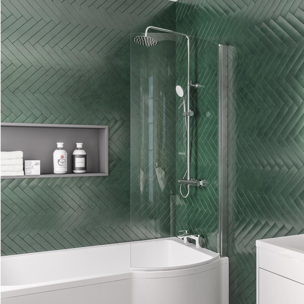 [49.2002] P Shape Bath Screen Right Handed - Chrome