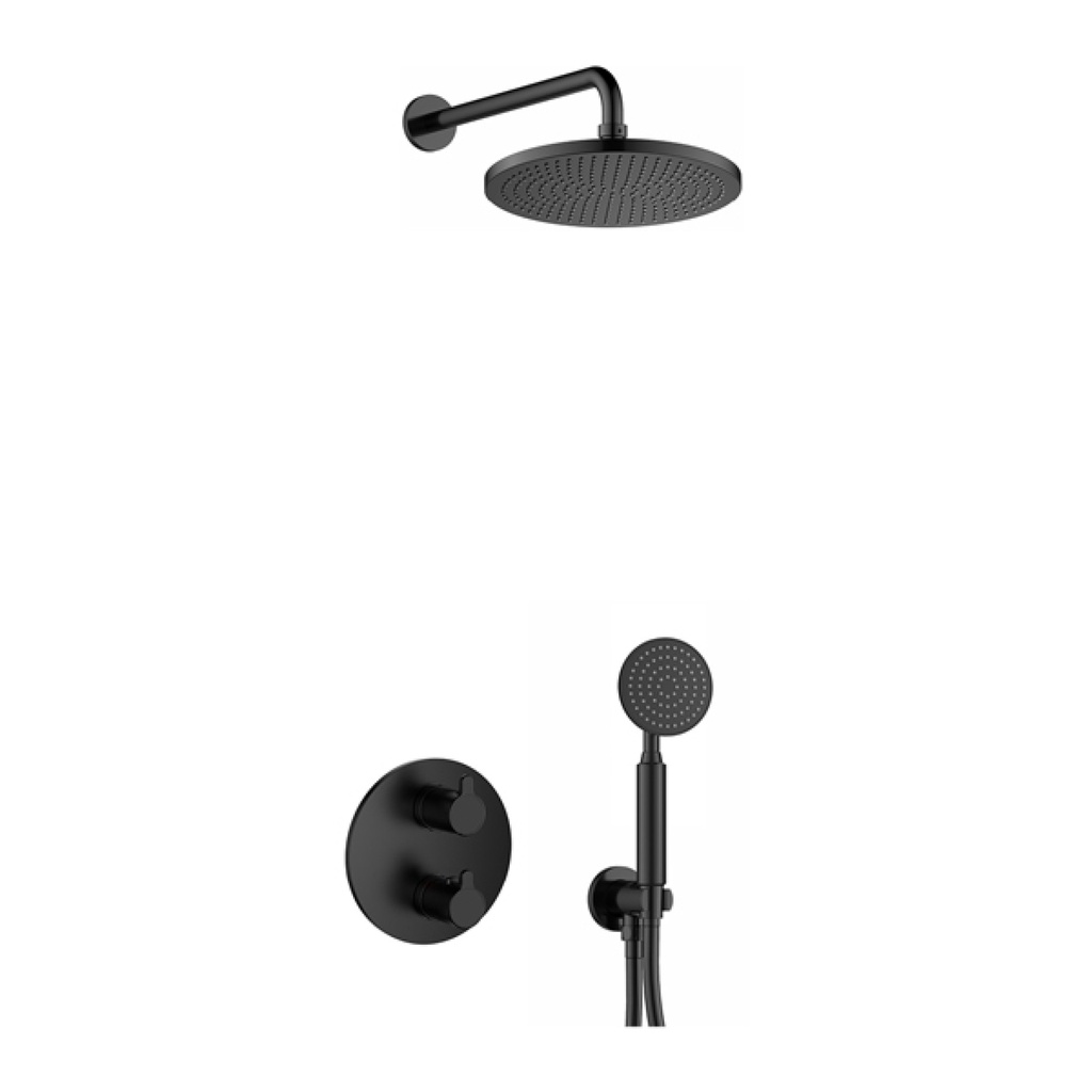 [MB-ML2PK1-RO] Moonlight Round Shower Pack with Air-Mixed Rainshower and Handshower Kit - Matt Black